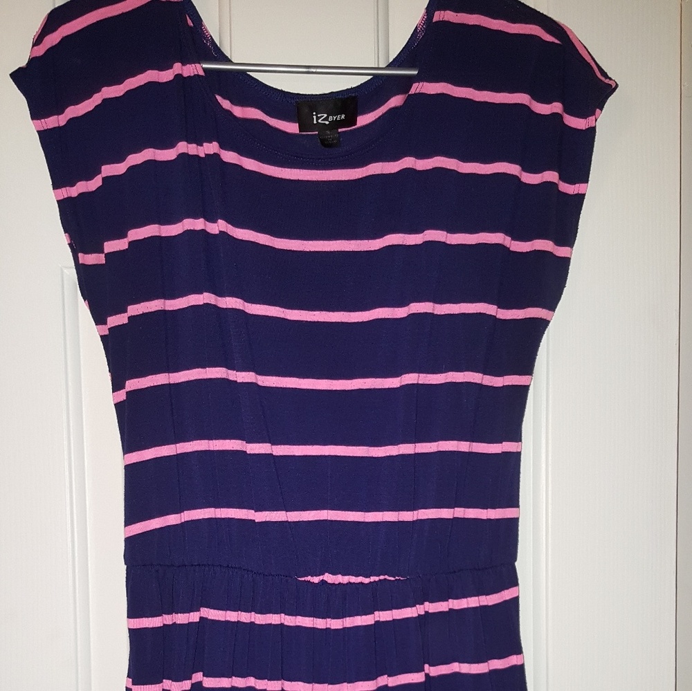 Navy blue and hot pink striped  dress